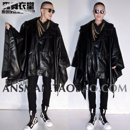 2020 New Mens Clothing Motorcycle Leather Jackets Cloak Coat Plus Size Stage Men Singer Costumes