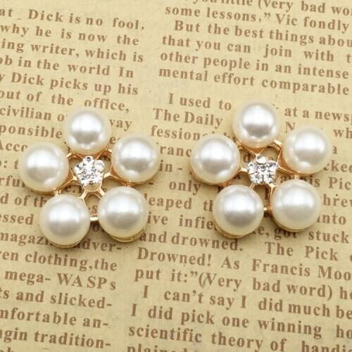 25mm Flatback Metal Pearl Rhinestone Button For Flower Cluster Hair Flower Wedding embellishment Garments DIY Accessories