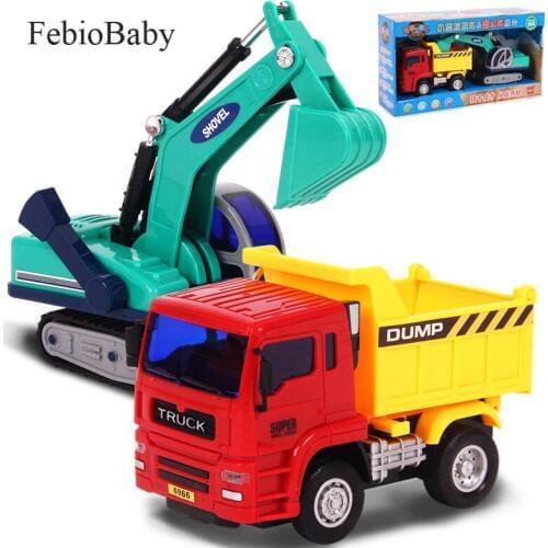 2in1 Children Toy Vehicle Car Set excavator And tip lorry Truck Baby Play Yoy Kit Educational Engineering Truck With Color Box