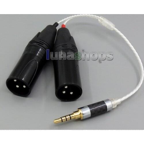 3.5mm Silver Plated TRRS Re-Zero Balanced To Dual 3pin XLR Male Cable For Hifiman HM901 HM802 Headphone Amplifier LN005311