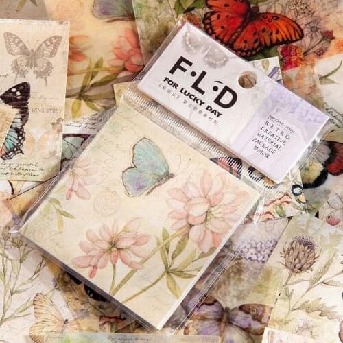 30pcs Vintage Butterfly bird flower Material paper Memo Pad Decorative Junk Journal Stationery Scrapbooking Diary Album Lable