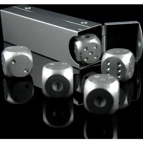 5pcs Stainless Steel Whisky Dice Stones Ice Cubes Bucket Reusable Chilling for Whiskey Wine Keep Your Drink Cold Longer