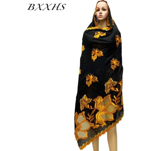 African Muslim Women Beautiful Hijab Scarf Hollow Cotton Fashion Embroidered Shawl Comfortable Soft 210 * 110 cm Wedding Party