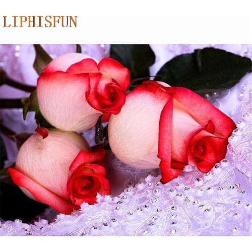 Diamond Painting Cross Stitch Full Square Round Picture of Rhinestone DIY Mosaic Embroidery Rose New Year Gift