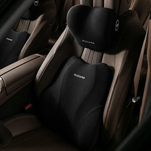 JINSERTA Car Headrest Neck Pillow Lumbar Support Waist Pillow Seat Back Cushions Cover Relieve Driver Fatigue Travel Pillow