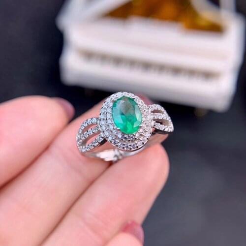 Free shipping Natrual real emerald 925 sterling silver gemstone Fine jewelry 5*7mm