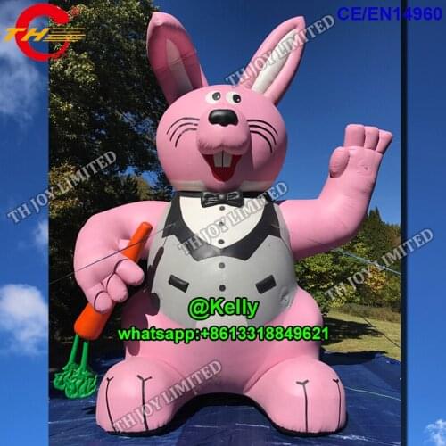 Free air shipping giant inflatable rabbit holding carrot Easter advertising decoration, cheap inflatables Easter bunny rabbit