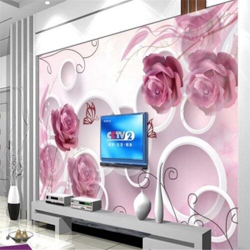 Beibehang Large custom wallpapers beautiful 3D pink flowers bedroom living room TV background wall painting