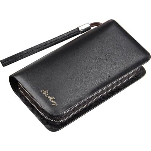 Business Men Clutch Wallets Large Capacity Baellerry Fashion Long Wallet Man Hand Bag Double Zipper Mobile Phone Pouch Carteira
