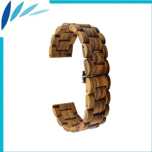 Wooden Watch Band 22mm for Asus ZenWatch 1 2 Men WI500Q WI501Q Stainless Steel Butterfly Buckle Strap Wrist Loop Belt Bracelet