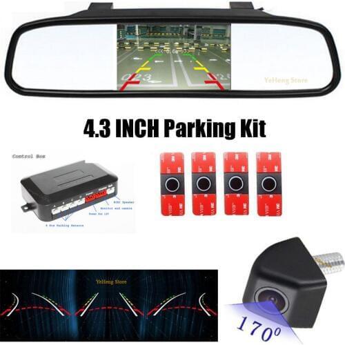 Dual Core Car Video Parking Kit 16.5mm 4sensors Intelligent Trajectory Tracks Rear View Camera+4.3 inch hd 800 x 480 car monitor