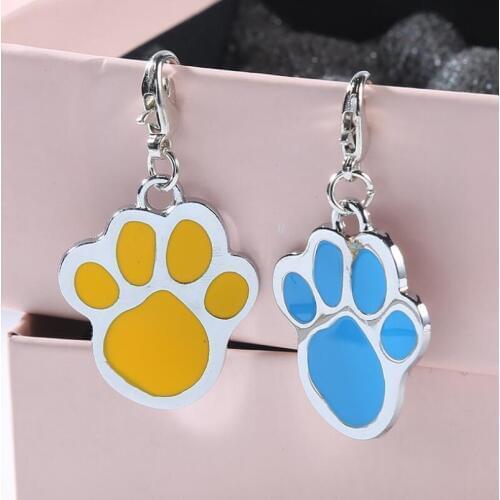 Pet Name Brand Key Ring ID Card Keychain Puppy Paw Print Pendant Key Holder Wholesale Dog Tag LX7339
