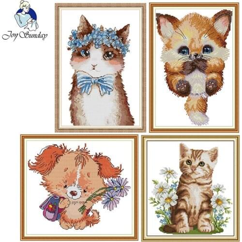 Joy Sunday Cartoon series of cross stitch printed canvas DMC Animal patterns Embroidery Kits fabric counted DIY threads crafts