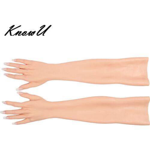 KnowU Silicone Female Hand Gloves Sleeve Highly Simulated Skin Artificial Arms Cover Scars Crossdresser scar-hider