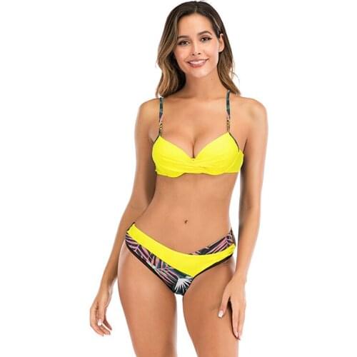 Push Up Bikini Set Women Summer Print Sexy Split Swimsuit High Waist Ladies Beachwear Swimming Suits Biquini Feminina