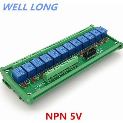 DIN Rail Mount 12 Channel NPN Type 5V 10A Power Relay Interface Module,SONGLE SRD-5VDC-SL-C Relay