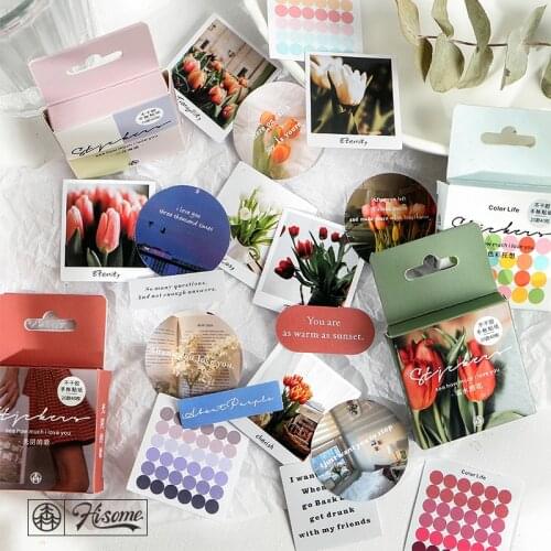 Journamm 40pcs/lot Ins Style Dots Flowers Mini Box Stickers Planner Scrapbooking Planner Japanese Kawaii Decorative Stationery