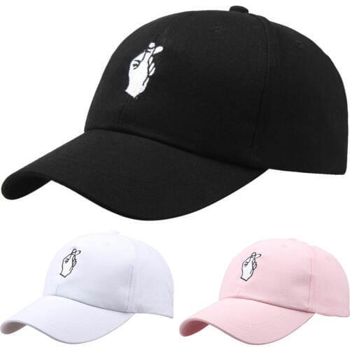 Fashion Summer Korean Baseball Cap Cotton Adjustable Sun Hat Men And Women Hip Hop Caps Finger Gesture Snapback Hats B99