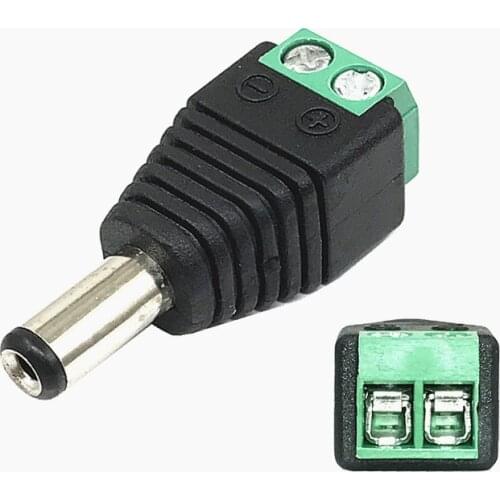 Male/Female DC Connector 2.1*5.5mm Power Jack Adapter Plug Cable Connector For LED Strip and CCTV Cameras