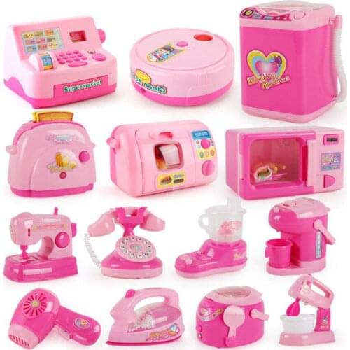 NEW Pretend Play Girls Boy Furniture Toys Mini Birthday Cake Air Conditioner Radio Lamp Electric Fan Simulation Model Kids Gift