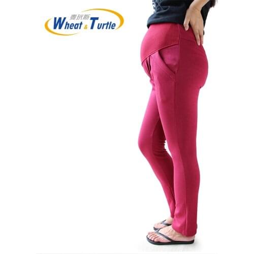 2021 New Design Good Quality Wine Cotton Maternity Capris All Match All Season Comfortable Maternity Casual Harlan Pants