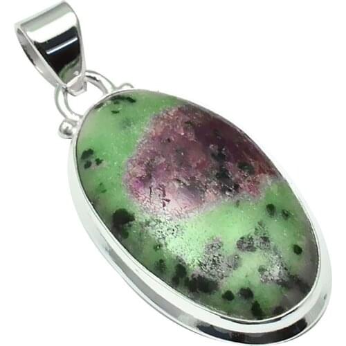 Nature Ruby zoisite Pendant 925 Sterling Silver, 44 mm, MHBAP5582