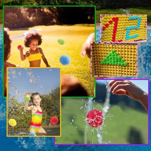 60Pc Cotton Water Balls Toys Reusable Splash Water Balls Trampoline Toys Accessories Water Balloons for Outdoor Summer Activity
