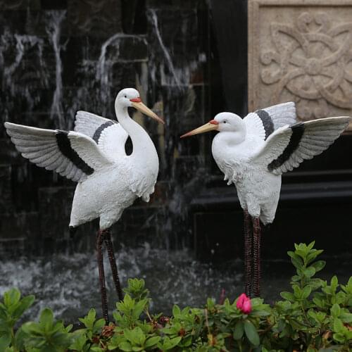 Nordic Creative Resin crane garden patio outdoor rockery pool Decorative ornaments Simulated animal bird Modern home decoration