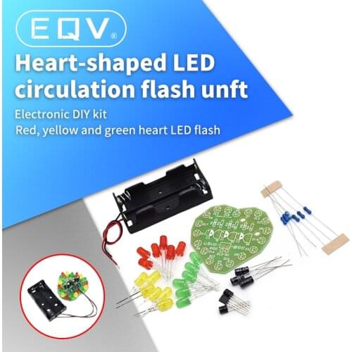 Red Yellow Green heart-shaped LED circulating lamp parts electronic production flashlight DIY kit Student Electronic Laboratory