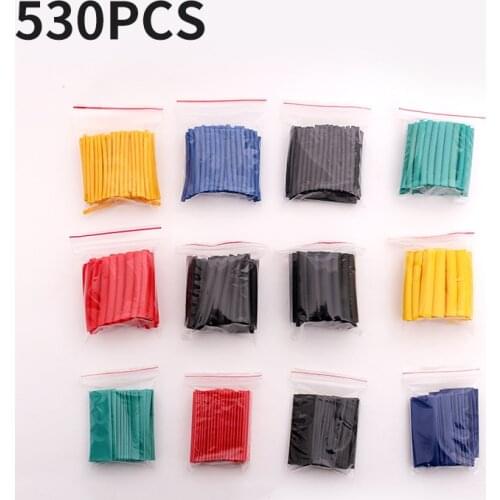 530pcs Heat Shrink Tubing Tube Wire Insulation Sleeving Kit Car Electrical Shrinkable Cable Wrap Set Assorted Polyolefin