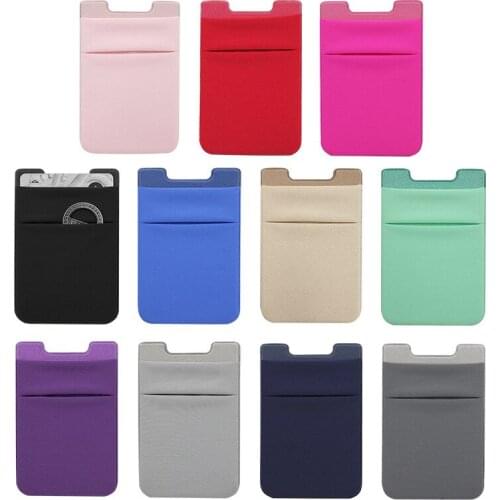 Thin Glue Stick Card Holder Pocket For CellPhone Universal Flexible Cloth Back Adhesive Sticker Cash Key Bag