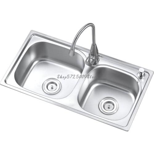 Thickened One-piece Stainless Steel Kitchen Double Sink Kitchen Sink Large, Medium And Small Sink Package