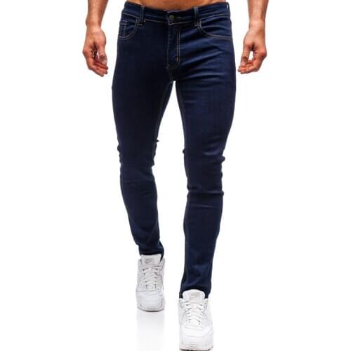 Spring and autumn new men jeans slim dark blue casual jeans fashion straight pencil pants cotton men denim trousers