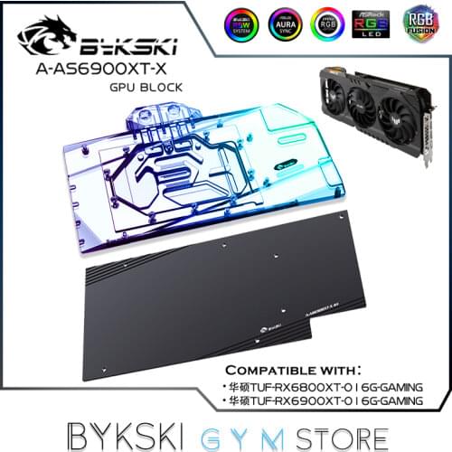 Bykski Graphics Card GPU Water Block For ASUS TUF RX 6900 6800 XT VGA Liquid Cooler + Blackplate 5V/12V RGB SYNC A-AS6900XT-X