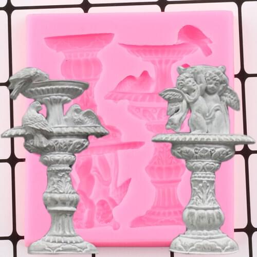 Vintage Fountains Silicone Molds DIY Angel Birds Wedding Fondant Cake Decorating Tools Candy Clay Chocolate Gumpaste Moulds