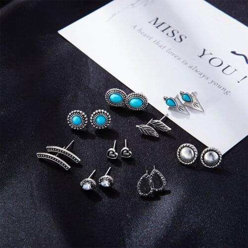 Drop Round Geometric Heart Earrings Green Vintage Boho Woman earring Leafshaped Long Arc Jewelry Retro Unique серьга Party