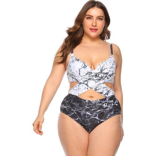 Megartico plus size 2019 women swimwear xxxl large size bathing suit female sexy deep v neck swimwear for big woman 4xl