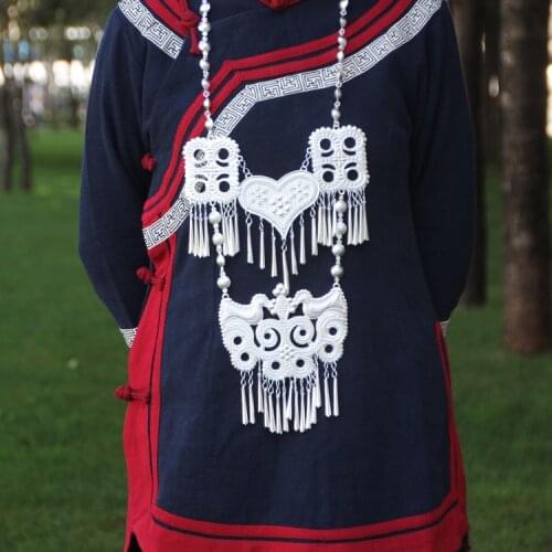 Ethnic Wind Miao Silver Necklace Miao Baitao Womens Super-long Sweater Chain Jewelry Extended Edition Brand