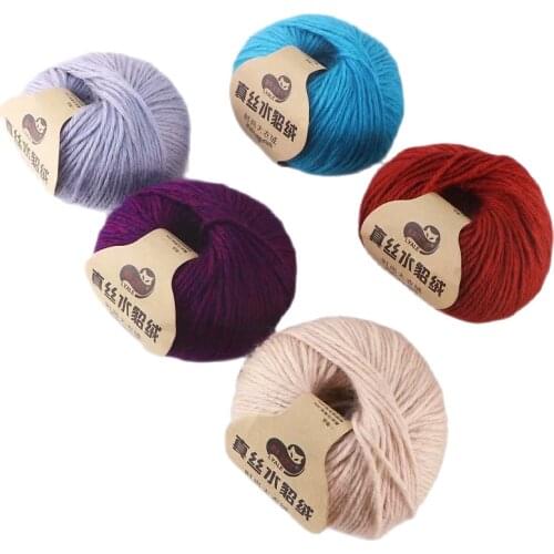 1Pc=50g Merino Wool Roving Yarn Hand Knitting Crochet Yarn silk mohair to Kint Woolen Mercerie Laine Lana Threads
