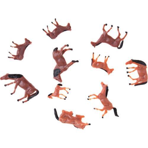 10Pcs 1/87 HO Scale Horses Model Painted Animal Figure For Miniature Model Train Layout Farm Zoo Wild Animal Park