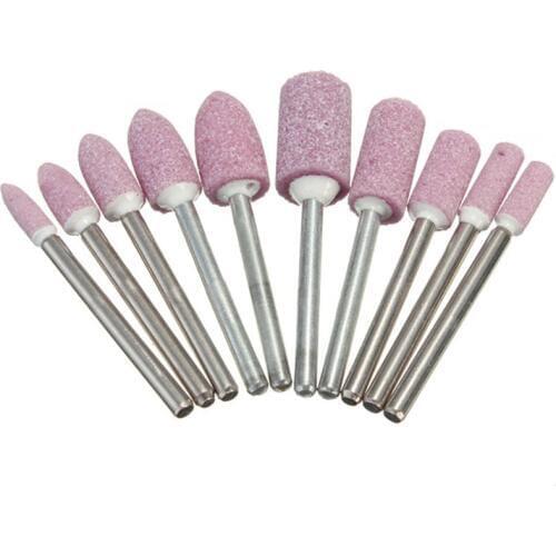 10Pcs New 1/8 " Abrasive Polishing Mounted Stone Rotary Tool Grinding Wheel Red