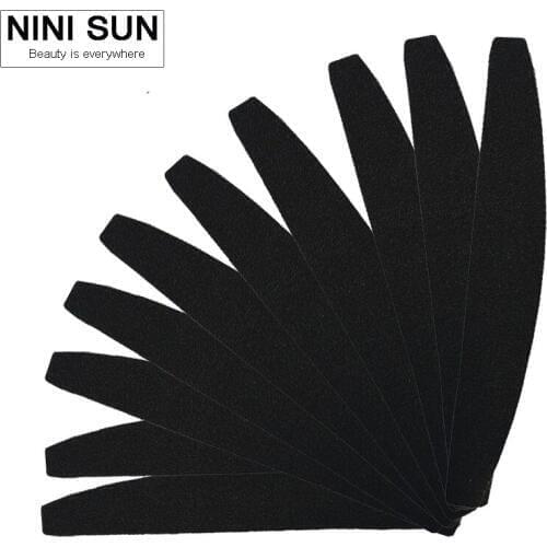 10PCS Free Eva Japan Sands Paper Sanding Good Quality Manicure Professional 100/180 Black Zebra Half Moon Nail File for Salon