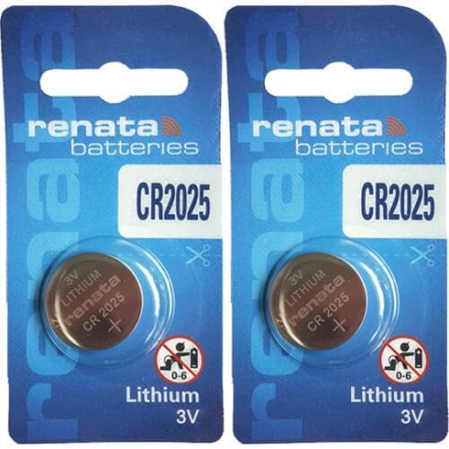2pcs/lot Renata Button Cell Battery CR2025 Watches 3V Remote Control Toy Batteries
