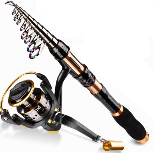 Telescopic Fishing Rod and Spinning Reel Combo Set Saltwater Freshwater Sea Lake Suitable for Kids Men Women Beginners