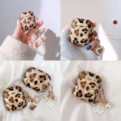Luxury Headset Case For AirPods 1 2 3 Retro Leopard Pearl Girls Women Case for AirPods Pro Silicone Earphone Case Cover Gifts