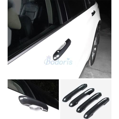 Carbon Fiber Color Front and Rear Handle Cover Grab Overlay Panel Sticker Decorate For Ford Explorer 2020 2021 Auto Accessories