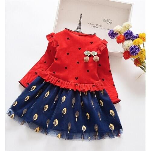 Baby Little Girl ChildrenS Dress Long Sleeve Clothes Party Winter Girls Autumn Lace Elegant Evening Dresses For 2 3 4 5 6 Years