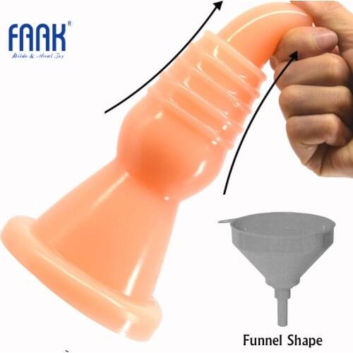 FAAK Big Butt Plug Funnel Shape Anal Plug Screw Thread Dildo Adult Game Anal Trainer Sex Toys for Men Women Prostate Massage