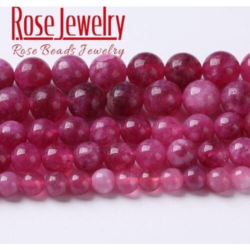 Smooth Fuchsia Angelite Stone Beads Round Loose Spacer Beads For Jewelry Making DIY Bracelet Accessories 6mm 8mm 10mm 15" Strand
