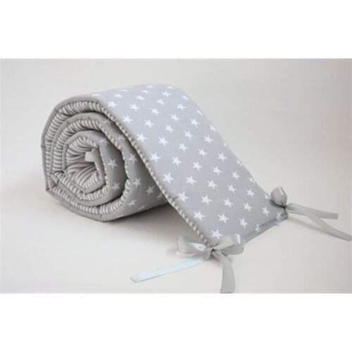 Jaju Baby Handmade, Gray Ground-White Star Crib Side Protection Special Size, Baby Barrier Set